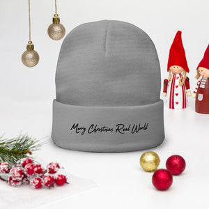 Merry Christmas Real World Embroidered Beanie